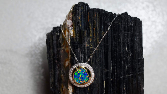“Rainbow Halo” Opal Doublet Pendant